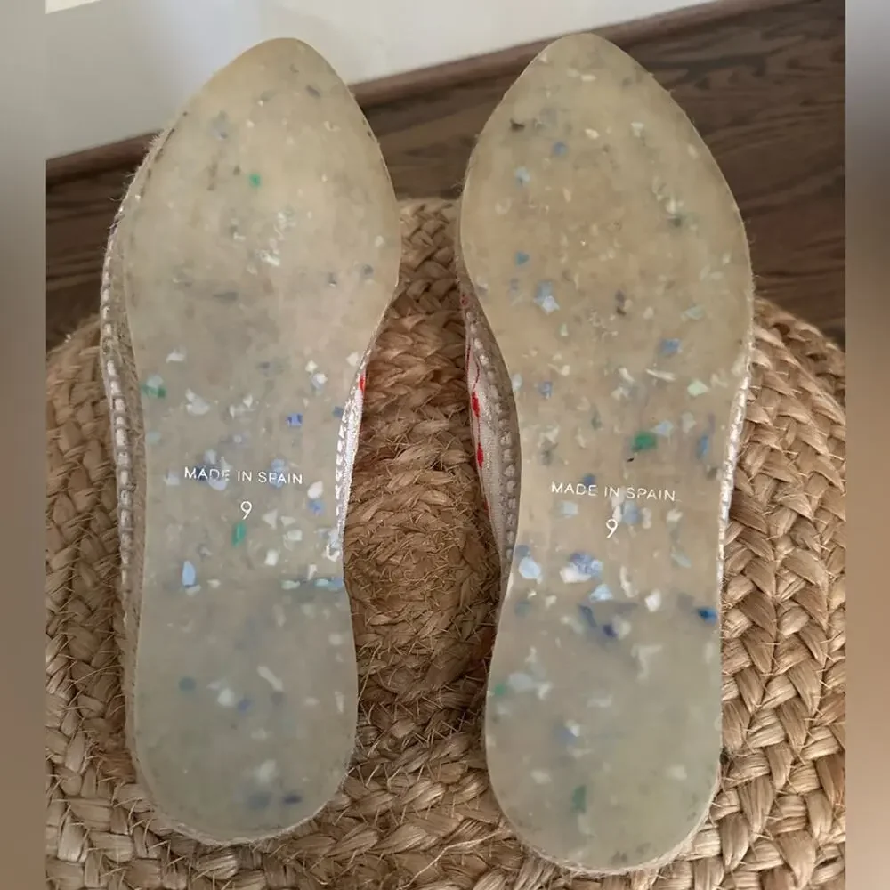Solana Artisanal Espadrille Mule Slides Tassel Embroidered Made in Spain Size 9